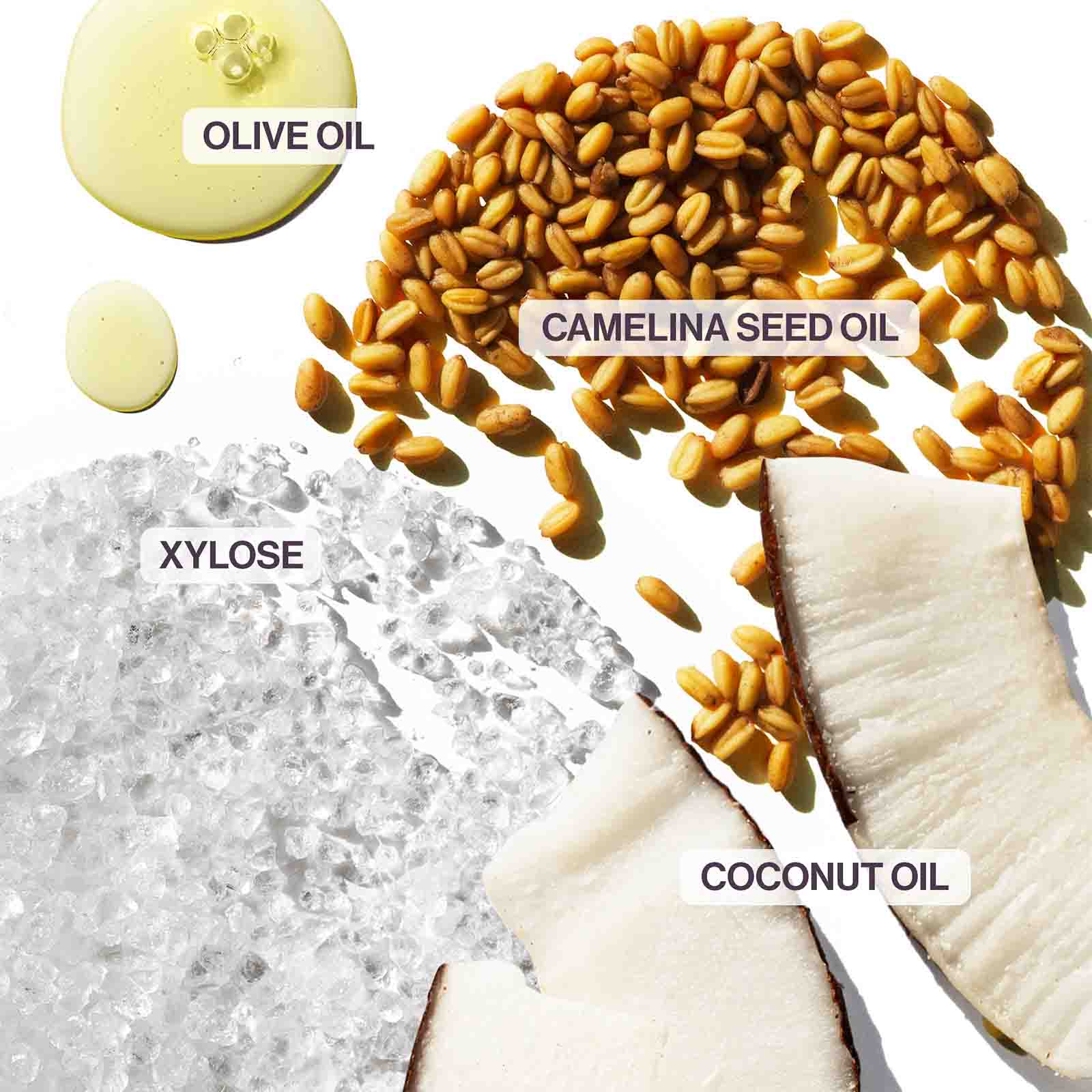 ingredients, coconut oil, olive oil, ect