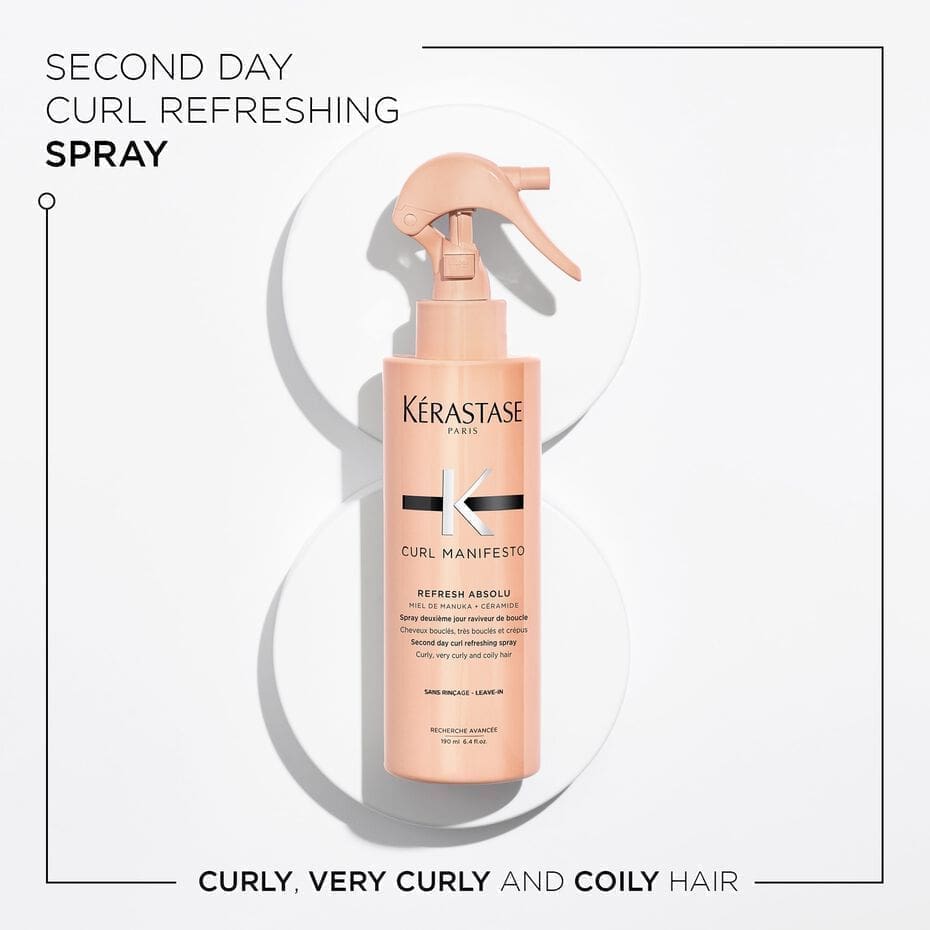 an image of the kerastase curl manifesto refresh absolu bottle on a white background.