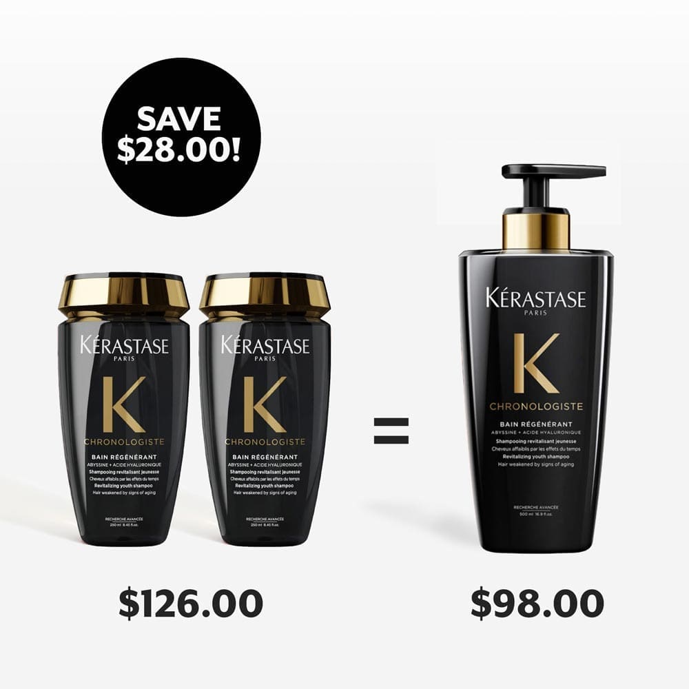 An image of the two regular sizes against the 500ml size showing the savings
